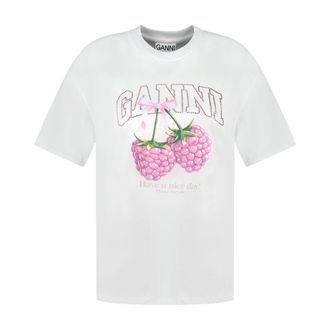 Ganni Raspberry T-Shirt - White