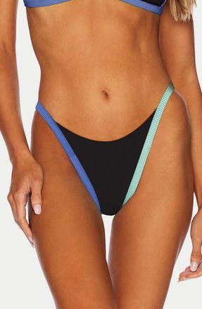Beach Riot Caily Rib High Cut Bikini Bottoms in Sapphire Sea Colorblock at Nordstrom, Size X-Large