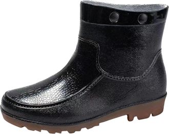 Generic Mens Deck Boots Waterproof Rain Boot Lightweight Slip-On Work Shoes Fishing Rubber Rain Shoes for Garden Boating (Brown, 8.5)