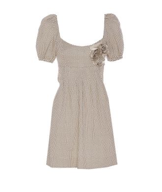 Elisabetta Franchi Embroidered Cotton Dress With Polka Dots And Roses