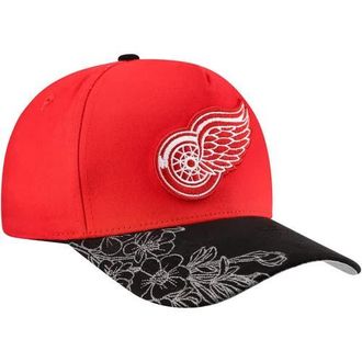 Mitchell & Ness Red/Black Detroit Red Wings May Flowers Pro Crown Adjustable Hat at Nordstrom