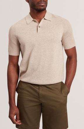 Ted Baker Otiso Cotton & Wool Polo in Taupe at Nordstrom, Size 4