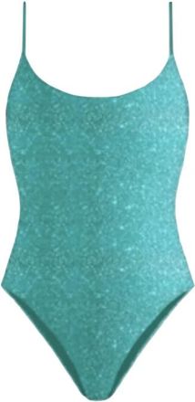 MC2 Saint Barth Lurex Badpak uit &eacute;&eacute;n stuk - Dames - Badpakken - Groen - S - Nylon - Badmode