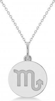 Allurez Scorpio Disk Zodiac Pendant Necklace 14k White Gold