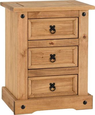 Seconique CORONA 3 DRAWER BEDSIDE - DISTRESSED WAXED PINE - SECONIQUE | TJ Hughes