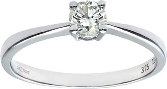 Jewelco London 9ct White Gold 1/3ct Diamond 4 Claw Solitaire Engagement Ring - PR0AXL4306W9JPK