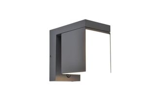 Lutec L&aacute;mpara De Pared Exterior H&iacute;brida Prima Con Sensor De Movimiento Y Crep&uacute;sculo, Led Pir De 9,5 W Y 3000 K, Ip54, Color Gris