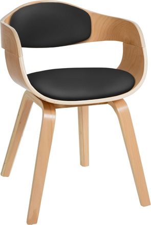 Clp Silla de madera con asiento en Simil cuero Natural/negro