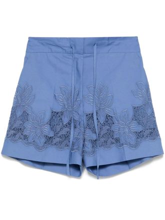 P.A.R.O.S.H. floral-embroidered shorts - Blue