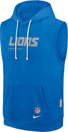 Nike Detroit Lions Sideline Nike Mens Dri-FIT NFL Sleeveless Pullover Hoodie in Blue | 03B445A9J-0CN
