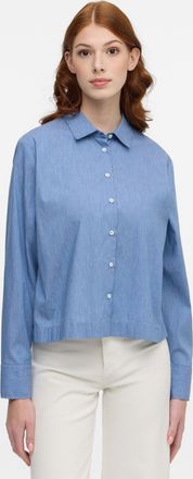 Eterna Hemdbluse ETERNA LOOSE FIT, Damen, Gr. 48, indigo, 62% Baumwolle, 32% Polyamid, 6% Elasthan, Blusen Hemdbluse, EASY IRON (b&uuml;gelleicht)