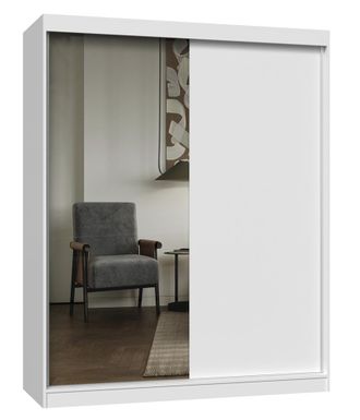 Topeshop Paolo - 160 A/b Armario Corredera, Blanca, 1 X Espejo, Para Dormitorio, Entrada