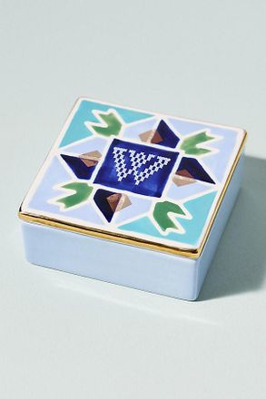 Anthropologie Quilted Monogram Trinket Box