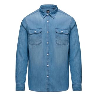 Bomboogie Camisa de Algod&oacute;n Chambray - Shirts - Hombre - Azul - 3XL