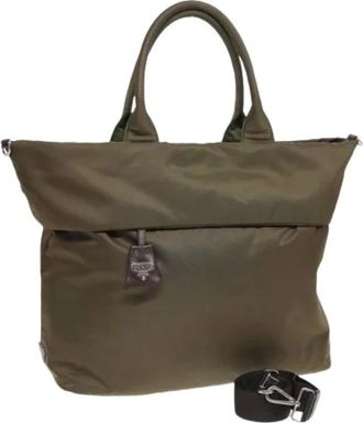 Prada Pre-owned Tote Bags, female, Green, Size: ONE SIZE Pre-owned Vintage Nylon Tote Bag