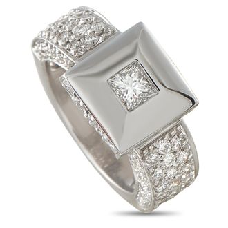 Luxury Bazaar 18K White Gold 0.65ct Diamond Pyramid Ring MF07-071726