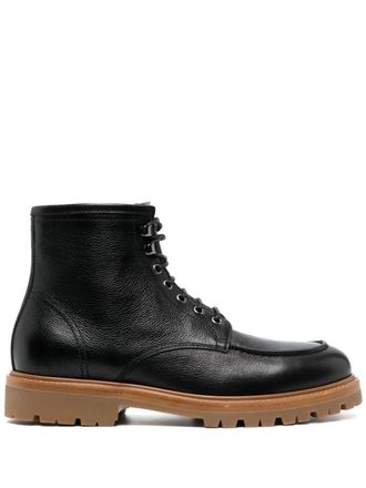 Brunello Cucinelli lace-up leather ankle boots - men - Calf Leather/Calf Leather/Rubber - 39 - Black
