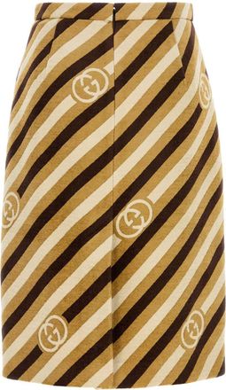 Gucci Womens Embroidered Chenille Diagonal Striped Skirt Multicolor Generic