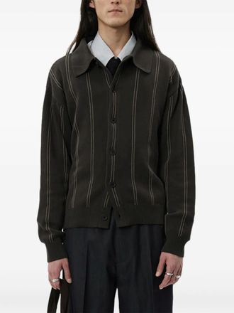 Mfpen pinstripe collared cardigan - men - Cotton - S - Brown
