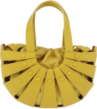Bottega Veneta Shell Leather Yellow Leather Handbag (Pre-Owned)