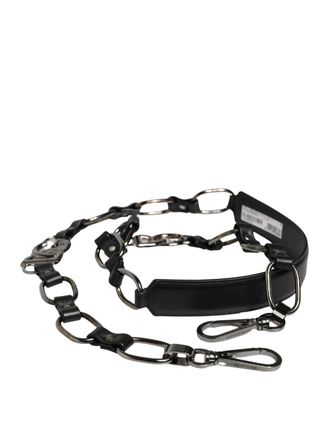Dolce & Gabbana Black Leather Silver Chain Bag Accessory Shoulder Womens Strap