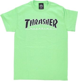 Thrasher Heren Outline Tee Lime/Zwart - Heren - T-shirts - Groen - XL - Katoen - Tops