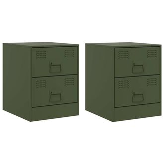 Berkfield Home Bedside Cabinets 2 pcs Green 34.5x39x44 cm Steel