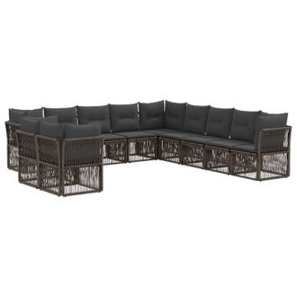 vidaXL Conjunto De Sof&aacute;s De Jard&iacute;n 11 Pcs Gris Rat&aacute;n Sint&eacute;tico Vidaxl
