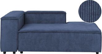 Beliani Chaise Longue Moderna Patas Negras Tapizado Pana Poli&eacute;ster Azul Oscuro Izquierdo Ardal