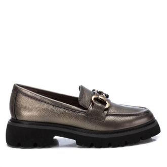 Xti Womens Leather Loafer Moccasins In Silver