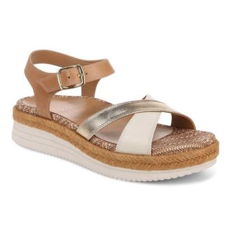 Vionic Mar Strappy Womens Camel Gold Leather Criss Cross Sandals GAL1900