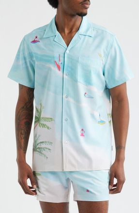 MAVRANS Jet Ski Island Weekend Camp Shirt in Blue at Nordstrom, Size Xx-Large