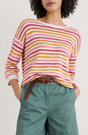 Seasalt Cornwall Knavock Stripe Organic Cotton & Linen Sweater in Knit Mini Cornish Tulip Multi at Nordstrom, Size 10 Us