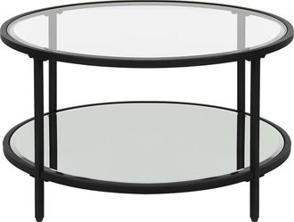 Beliani Beliani - Mesa De Centro De Vidrio Templado Transparente Negro 70 Cm Espejo Balda Birney