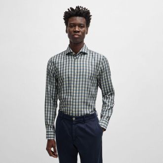 HUGO BOSS Heren Boss C-Hal Casual-Fit overhemd in blauw