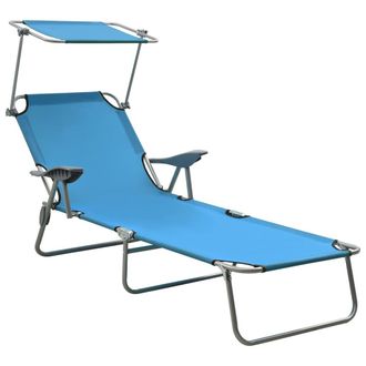 vidaXL Vidaxl - Tumbona Con Toldo De Acero Acero Azul