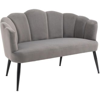 HOMCOM Homcom - Divano in Velluto 2 Posti Schienale a Conchiglia Gambe in Metallo Grigio