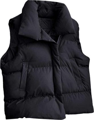 Generic Lightweight Padded Gilet Womens - Padded Gilet For Women Uk White - Overcoat Winter Bodywarmer Gilets Plus Size Winter Puffer Coat Casual Waistcoats O
