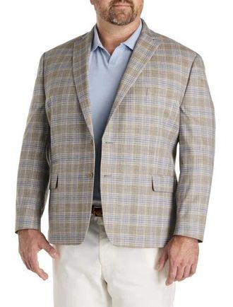 Michael Kors Big & Tall Plaid Sport Coat in Tan at Nordstrom, Size 54L
