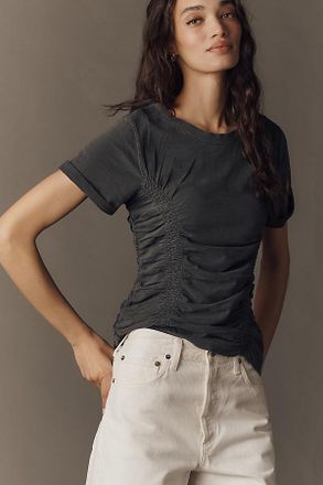 Pilcro Bennie Ruched Crew-Neck Tee by Pilcro