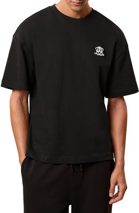 Reiss Rainer Embroidered T-Shirt in Black at Nordstrom, Size Medium
