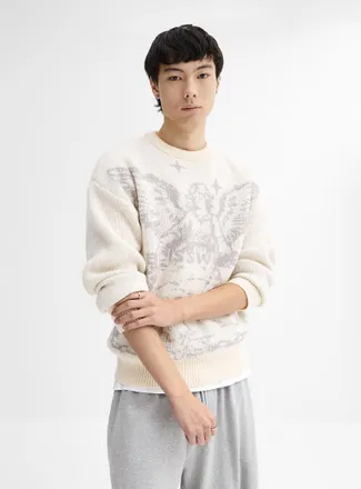 Djab Mens Sky angel jacquard loose sweater