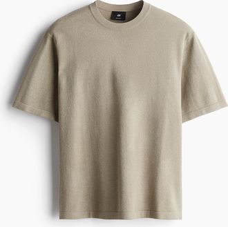 H&M Gestricktes T-Shirt in Regular Fit - Khakigr&uuml;n