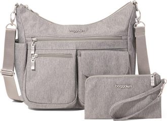 Baggallini Modern Everywhere Hobo Crossbody Bag with Wristlet in Stone Heritage at Nordstrom