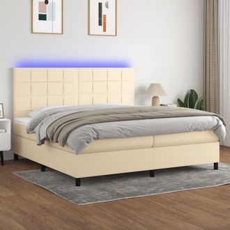 vidaXL Vidaxl - Cama Box Spring Colch&oacute;n Y Luces Led Tela Crema 200x200 Cm