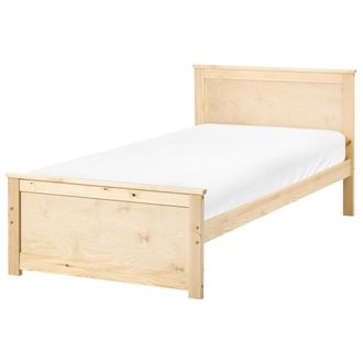 Beliani Cama De Madera De Pino Mdf De Abedul Estilo Escandinavo 90 X 200 Cm Natural Dauphin