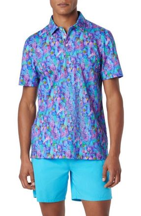 Bugatchi Victor OoohCotton Pineapple Print Polo in Classic Blue at Nordstrom, Size X-Large