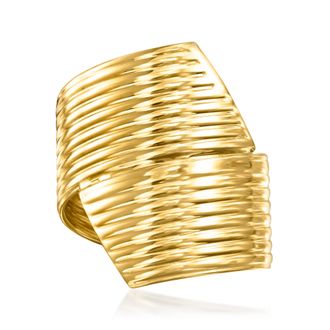 Ross-Simons Italian 14kt Yellow Gold Lined Bypass Ring