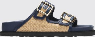 Birkenstock Sandali flat 1774 Arizona in pelle e rafia bicolore