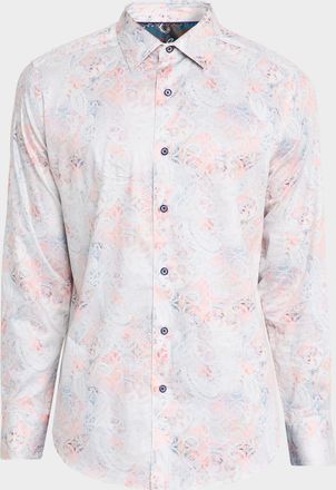 Robert Graham Mens Addington Stretch Satin Paisley Button-Down Shirt